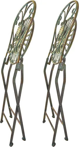 Miniatura 6 de Westcharm Silla plegable de metal para exteriores para patio exterior con diseño de cola de pavo real, juego de 2