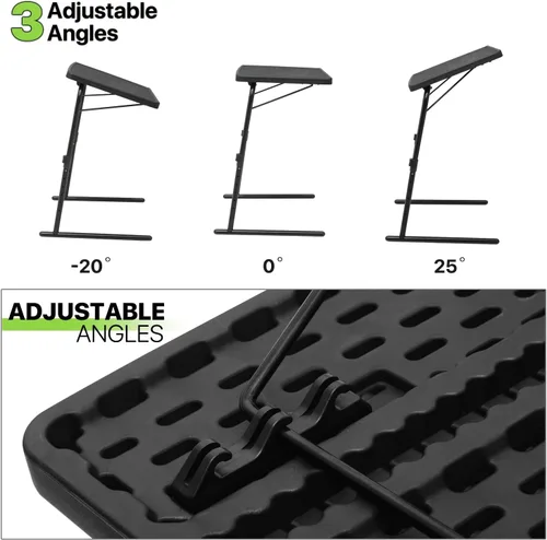Miniatura 4 de Magshion Bandeja de TV inclinable ajustable de 22 pulgadas, mesa para cena en cama o sofá, cómoda mesa negra plegable con 3 ajustes de ángulo