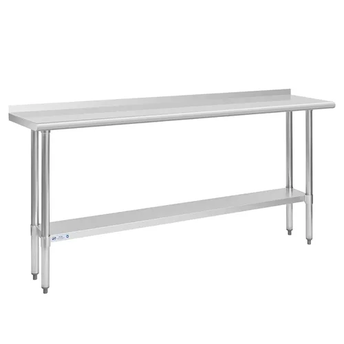 Miniatura 51 de Mesa de acero inoxidable para preparación y trabajo, con ruedas giratorias, mesa resistente, comercial NSF, con estante inferior y protector