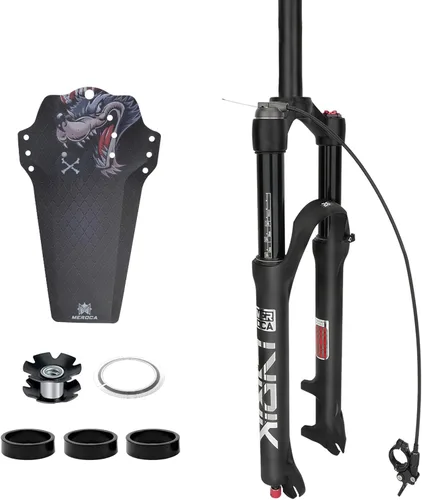 Miniatura 9 de MEROCA Horquilla delantera de bicicleta de montaña 26 pulgadas 27.5 pulgadas 29 pulgadas amortiguador de presión de aire Freno de disco de horquilla