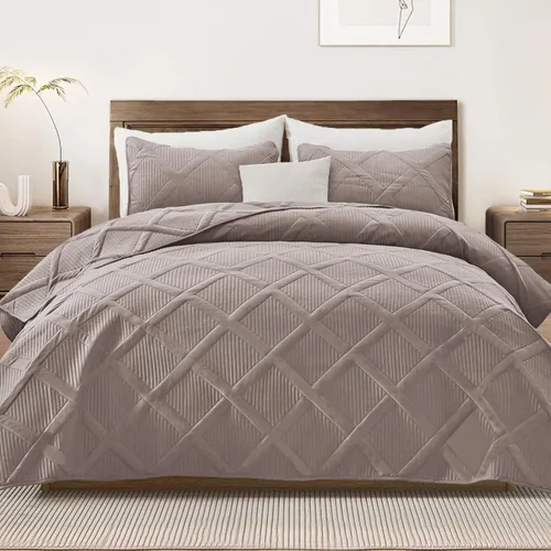 Miniatura 14 de Exclusivo Mezcla - Juego de edredón de microfibra tamaño King, juego de ropa de cama gris claro con 2 fundas de almohada, colcha moderna para cama