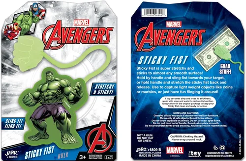 Miniatura 5 de JA-RU Marvel Spiderman & Hulk Manos Pegajosas Elásticas Juguetes Snap (1 Paquete Hulk) Manos Elásticas de Superhéroes. Suministros de Juguetes a