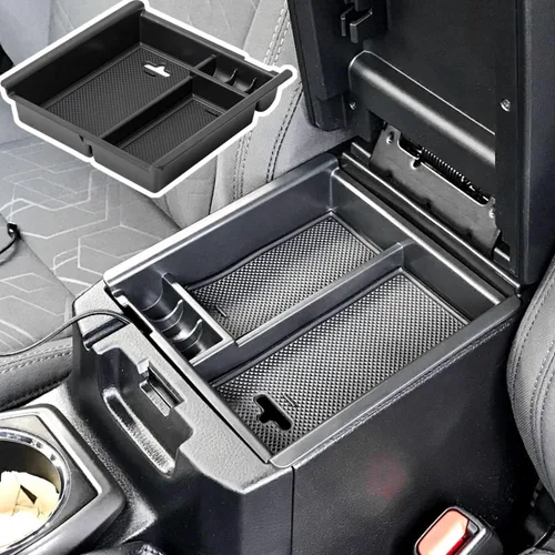 EDBETOS Organizador de accesorios de consola central compatible con Toyota Tacoma 2016-2019 2020 2021 2022 2023, reposabrazos de material ABS, Negro