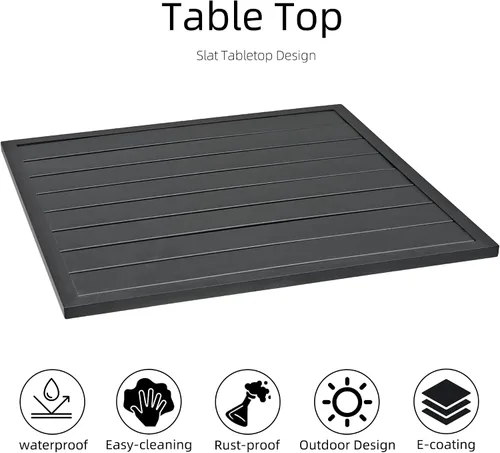 Miniatura 4 de Anmutig Mesa de patio pequeña cuadrada de 27.5 pulgadas con resistente a la intemperie para comedor al aire libre, color negro