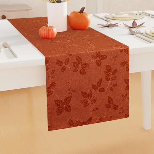 Miniatura 10 de Moosfor Mantel rectangular de Acción de Gracias de 60 x 84 pulgadas, mantel impermeable de damasco jacquard, manteles de tela lavable para fiestas