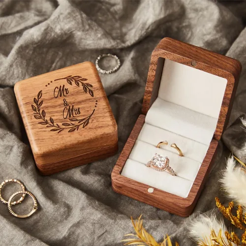 Miniatura 3 de Roycraft Caja para anillos con 2 ranuras, forro blanco para propuesta, boda, ceremonia, día de compromiso