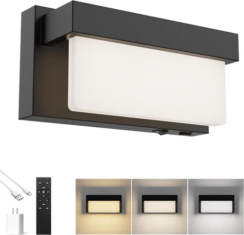 Miniatura 18 de Aplique de Pared Negro Luz de Pared con Interruptor de Encendido/Apagado 8 pulgadas Lámpara de Pared LED Pantalla Acrílica 4000K Aplique Iluminación