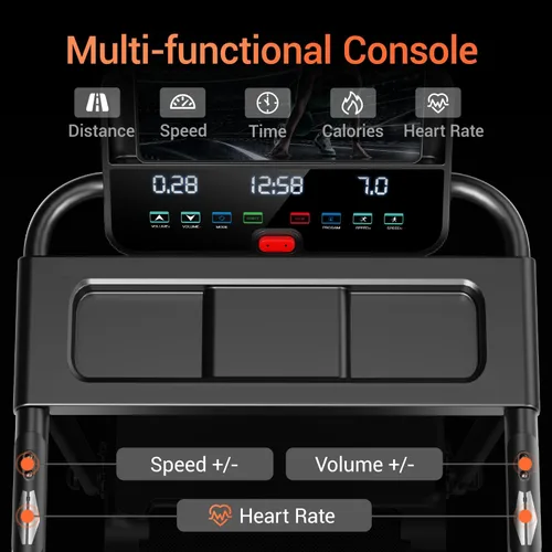Miniatura 2 de UMAY 15% Incline Treadmill for Home Heart Rate Monitoring & 3 LED Screens, Portable Treadmills Up to 300Lbs Capacity, Walking Pad 0.6-7.5MPH