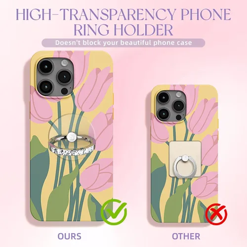 Miniatura 3 de Jsoerpay - Soporte transparente para anillo de teléfono, 2 piezas, soporte transparente para anillo de teléfono celular con diamante, agarre