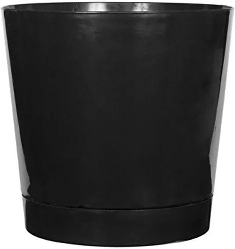 Maceta cilíndrica redonda de profundidad completa Negro