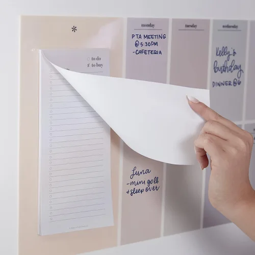 Miniatura 6 de Pizarra blanca semanal reposicionable de 18 x 12 pulgadas y bloc de notas de 4 x 9 pulgadas, diseño neutro y bloc de notas recargable, incluye 25