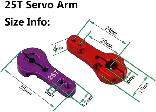 Miniatura 6 de ShareGoo - Paquete de 5 bocinas servo de aluminio 25T M3 hilos de metal para RC coche, camión, buggy, avión, color negro