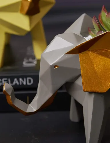 Miniatura 2 de HAUCOZE Maceta de estatua de elefante, maceta para suculentas, escultura de animal moderna, decoración del hogar, regalo para sala de estar