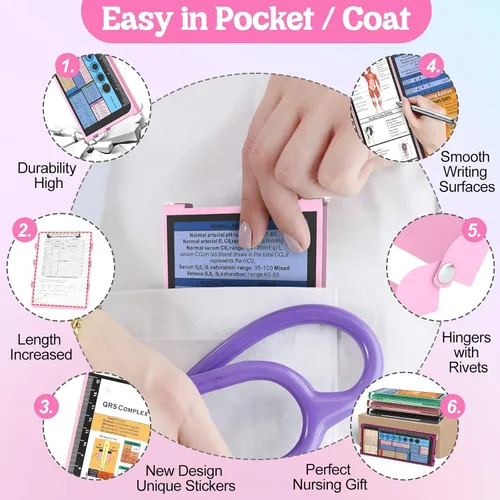 Miniatura 4 de Portapapeles de Enfermería Plegable - 4 Capas de Aluminio, Portapapeles Plegable para Enfermera, Edición Médica de Enfermería, Hojas de Referencia