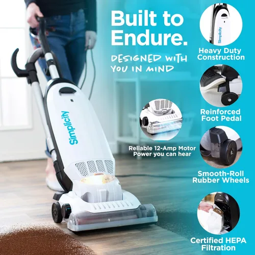 Miniatura 5 de Simplicity Aspiradora vertical para alergias con bolsas y juego de filtros, aspiradora empaquetada con aspiradora Hepa certificada para pelo