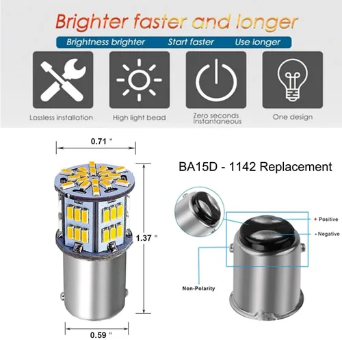 Miniatura 3 de BA15D 1130 1142 1176 Bombilla LED Blanca Cálida Brillante Bombilla de Luz LED Interior para Automóvil Remolque Marina RV Cámper Barco Como Luz