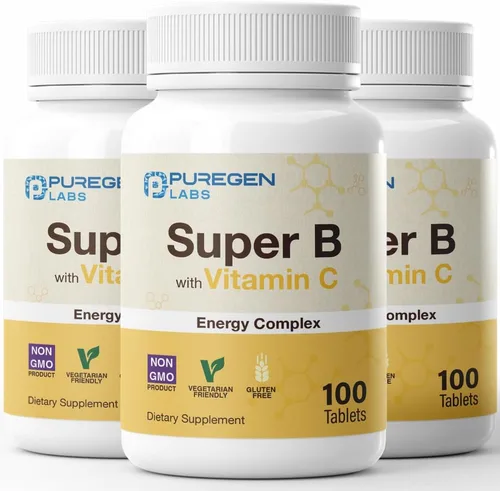 Miniatura 7 de Puregen Labs Super B Energy Complex con vitamina C - Salud inmunológica, energía y apoyo del sistema nervioso - Sin OMG, sin gluten, 100 tabletas