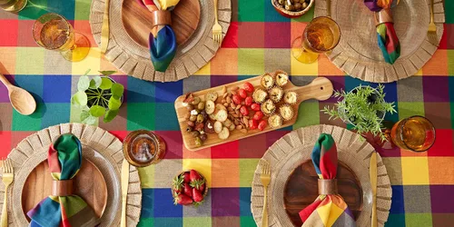 Miniatura 7 de Mantel DII 100 % algodón, lavable a máquina, para cena o picnic Verificación de verano
