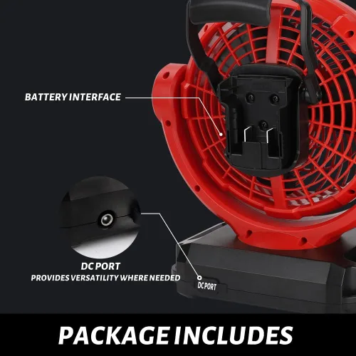 Miniatura 4 de Ventilador inalámbrico para batería Milwaukee de 18 V, ventilador de piso de 14 pulgadas y 3500 CFM, ventilador de campamento a batería para almacén
