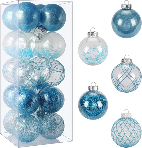 Miniatura 18 de Juego de adornos de bola de Navidad, 20 unidades, grandes, color negro transparente, inastillables, 3.150 in/3.15 pulgadas, adornos de Navidad