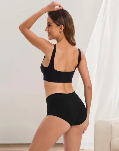 Miniatura 2 de INNERSY Ropa interior de época para mujer, a prueba de fugas, de cintura alta, bragas menstruales de algodón, paquete de 3