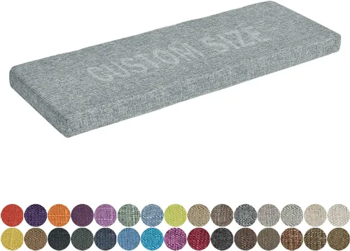 Miniatura 24 de Cojín de banco de tamaño personalizado, 30 colores, cojín de asiento de ventana panorámica, espuma gruesa de tapicería de 1.18 pulgadas, 1.97