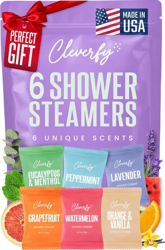 Cleverfy - Vaporizadores de aromaterapia para la ducha, paquete variado de 6 bombas de baño para la ducha con aceites esenciales Vaporizador de