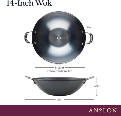 Miniatura 3 de Anolon Everlast N2 - Sartén wok/para saltear de acero al carbono, compatible con todos los tipos de cocina, utensilios de metal seguros, 14 pulgadas