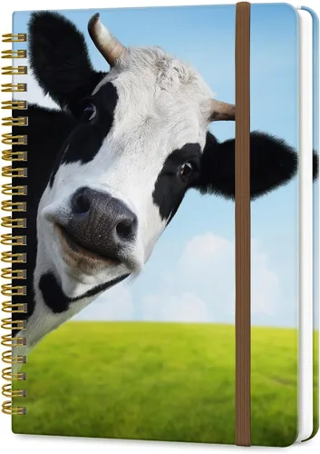 Cuaderno de espiral A5, lindo cuaderno para mujeres y hombres, cuaderno de tapa dura con rayas universitarias para trabajo y toma de notas, 60