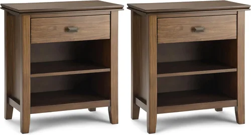 Miniatura 17 de SIMPLIHOME Mesita de noche artesanal de madera maciza de 24 pulgadas de ancho en marrón otoño, mesa auxiliar o auxiliar contemporánea con 1 cajón