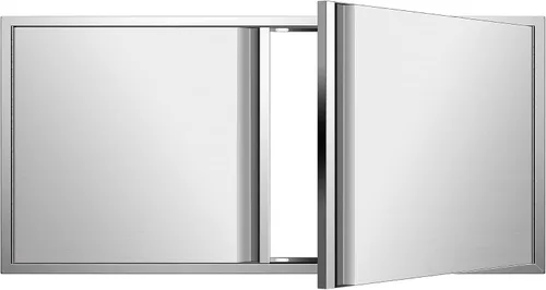 Miniatura 25 de Puertas de cocina para exteriores de 26 pulgadas de ancho x 24 pulgadas de alto con mango horizontal, puertas de acceso dobles para barbacoa, acero