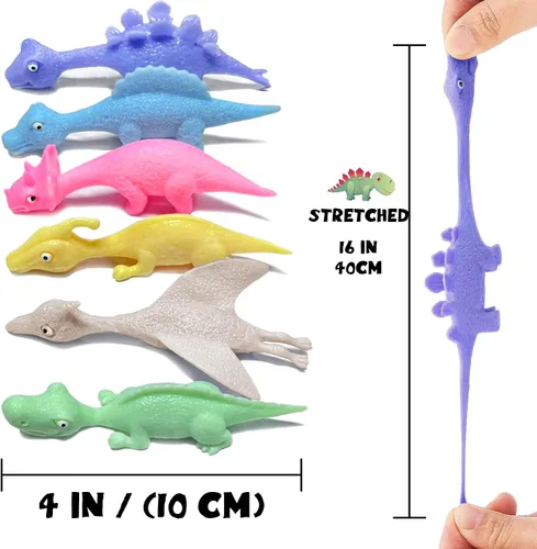Miniatura 2 de Juguetes de Dinosaurio para Niños Rellenos de Calcetín 12pcs Juguetes de Dedo de Dinosaurio con Tirachinas para Niños Recuerdos de Fiesta, Juguetes