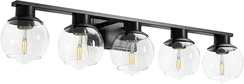 Miniatura 17 de PAZALA 2 luces de tocador, lámpara de pared de baño de latón cepillado con pantalla de vidrio esmerilado, lámpara de baño sobre espejo