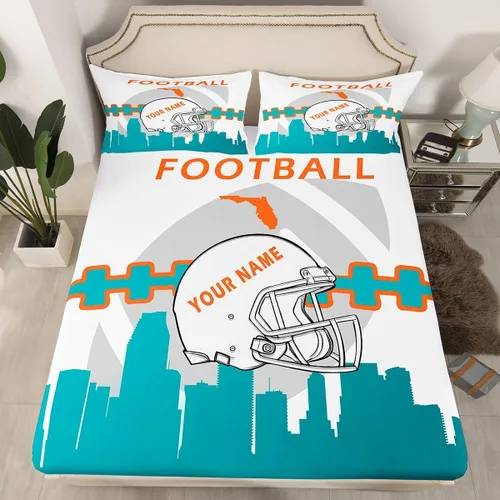 Miniatura 20 de Erosebridal Juego de sábanas bajeras personalizadas de fútbol americano para niños y niñas, juego de cama de jugadores de fútbol, juego de ropa