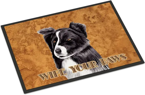 Caroline's Treasures SC9138JMAT Border Collie Wipe Your Paws - Tapete para puerta delantera, 24 x 36 pulgadas, para interiores y exteriores, para
