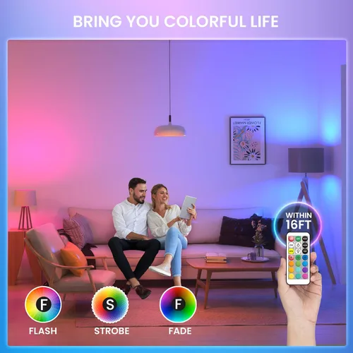 Miniatura 7 de Bombilla LED E12 que cambia de color con control remoto 2 W E12 bombilla multicolor RGB/3000K/6000K/Base de candelabro regulable Bombillas de luz