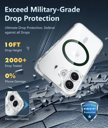 Miniatura 598 de FNTCASE Funda para iPhone 13 Pro-Max: Fundas magnéticas transparentes compatibles con Magsafe Slim anti amarillamiento protección contra caídas