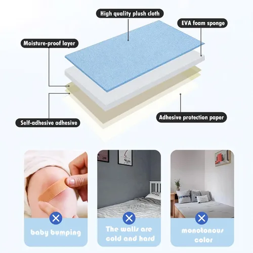 Miniatura 7 de 12 calcomanías de pared de felpa, cabeceras tapizadas para despegar y pegar, 23.6 x 11.8 pulgadas, acolchado de pared anticolisión, panel de pared