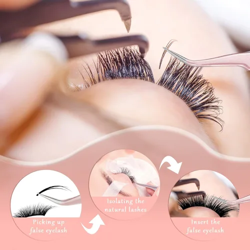 Miniatura 2 de Mudder 6 pinzas de pestañas de alta precisión para extensiones de pestañas, punta recta y curva, acero inoxidable para volumen de pestañas, Colorido