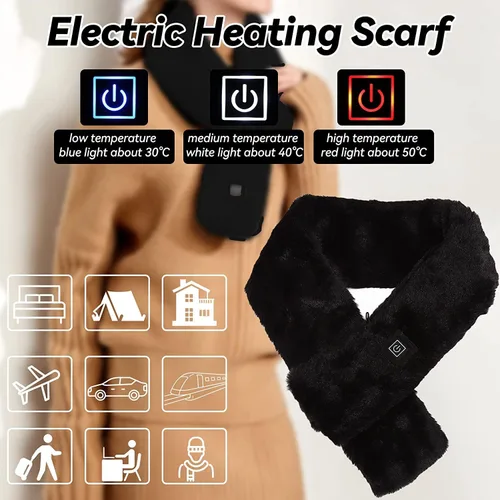 Miniatura 3 de Bufanda calefactora, bufandas térmicas ajustables para mujeres y hombres, bufanda térmica USB ajustable para el cuello, bufanda de calefacción