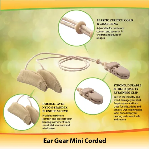 Miniatura 2 de Ear Gear Mini cable – Protege los audífonos de la suciedad, el sudor, la humedad, la pérdida, el viento – Se adapta a instrumentos auditivos de 1" a