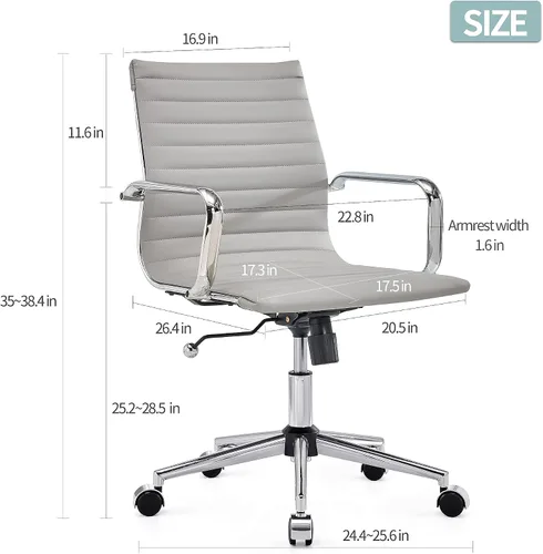 Miniatura 2 de Silla de oficina gris, ergonómica, silla de escritorio para computadora, silla ejecutiva para sala de conferencias, silla de oficina moderna