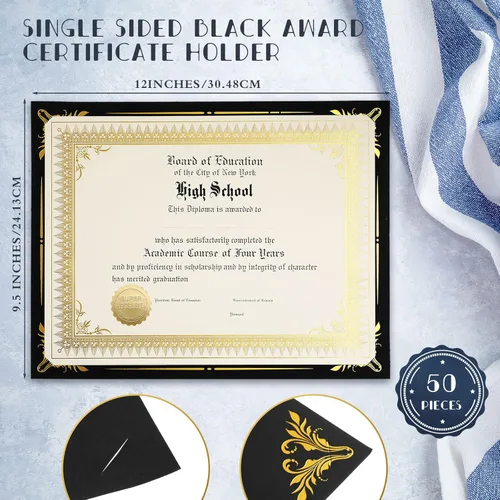 Miniatura 2 de Fainne El kit de 50 juegos de certificados incluye 50 soportes para certificados de 9.5 x 12 pulgadas, 50 papeles de tamaño carta, 50 piezas