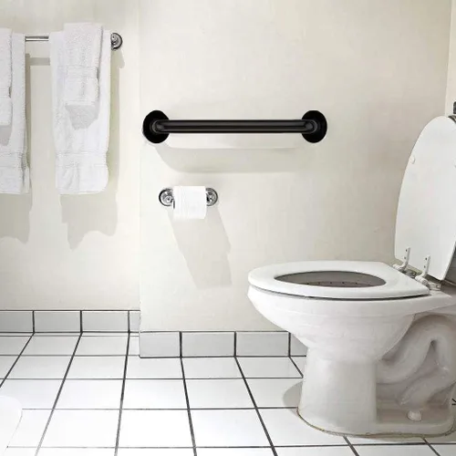 Miniatura 8 de Paquete de 2 barras de agarre negras para ducha de 24 pulgadas, mango de acero inoxidable para baño, barra de equilibrio de ducha de baño, soporte
