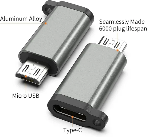 Miniatura 2 de Adaptador USB-C a Micro USB, paquete de 3 unidades USB tipo C hembra a micro USB macho convertidor USB C a Micro B 2.0 carga y sincronización