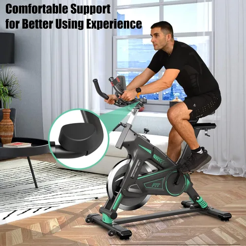 Miniatura 7 de Goplus Bicicleta de ciclismo de interior, bicicleta estática de entrenamiento con soportes para dispositivos, monitor LCD, resistencia ajustable