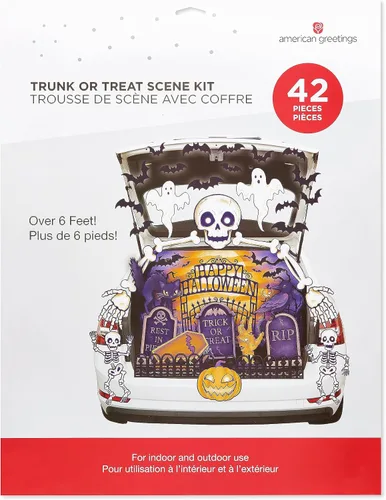 Miniatura 3 de American Greetings Kit de decoración de coche para Halloween para maletero o golosina, cementerio (42 unidades)