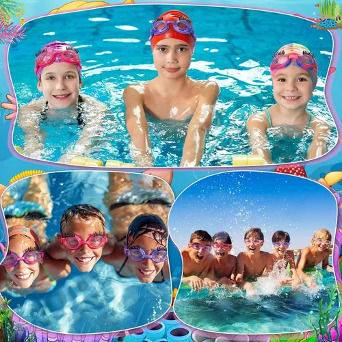 Miniatura 5 de Konohan Gafas de natación para niños, pestañas para niñas, divertidas gafas de natación sin fugas, antivaho y UV para extensiones de pestañas Varios