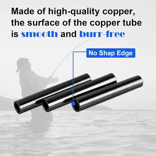 Miniatura 3 de Eupheng Mangas de crimpado de barril de cobre, línea de pesca de barril simple/doble manga de bucle, tubo de cobre para aparejo líder de aparejos