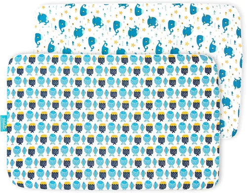Miniatura 12 de Pack and Play Sábanas ajustadas, paquete de 2 sábanas para colchón Graco Pack n Play, sábanas para cuna pequeña para bebés niños y niñas Nube azul